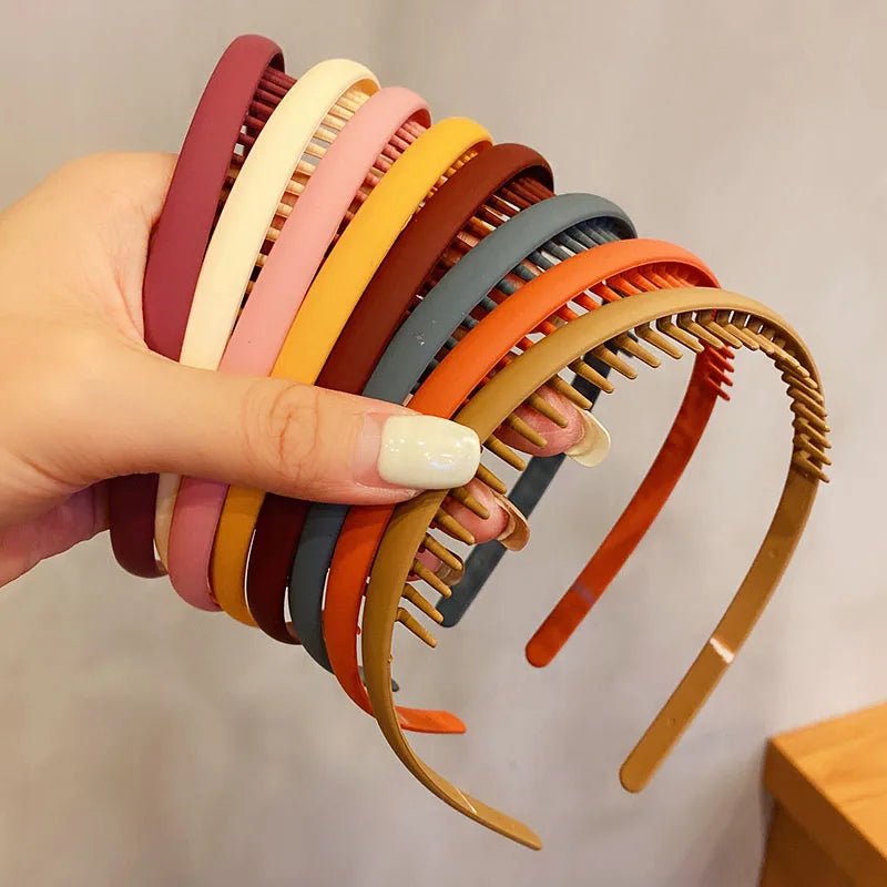 Women Simple Colorful Matte Toothed Hairbands Broken Hair Finishing Headband Outdoor Hair Hoop Headwear Fashion Hair Accessories - Buy online at  Vibe In Cart.