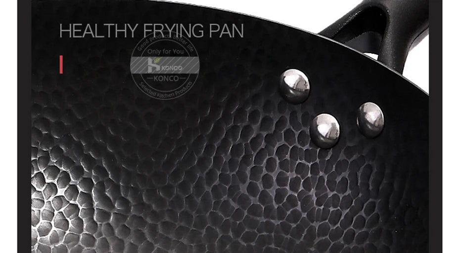 Konco Pure Iron wok cast iron pan Non-coated Pot General use for Gas and Induction Cooker 32cm Chinese Wok Cookware Pan - Buy online at  Vibe In Cart.