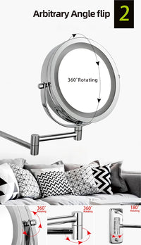 Folding Arm Extend Bathroom Mirror With LED Light 7 Inch Wall Mounted Double Side Smart Cosmetic Makeup Mirrors - Buy online at  Vibe In Cart.