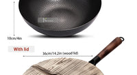 Konco Pure Iron wok cast iron pan Non-coated Pot General use for Gas and Induction Cooker 32cm Chinese Wok Cookware Pan - Buy online at  Vibe In Cart.