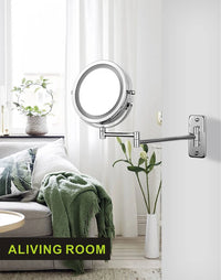 7 Inch Wall Mounted Double Sided Bathroom Mirror with LED Light and Magnifying