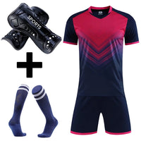 Men's and Boys' Polyester Football Jersey Set with Socks and Shin Guards