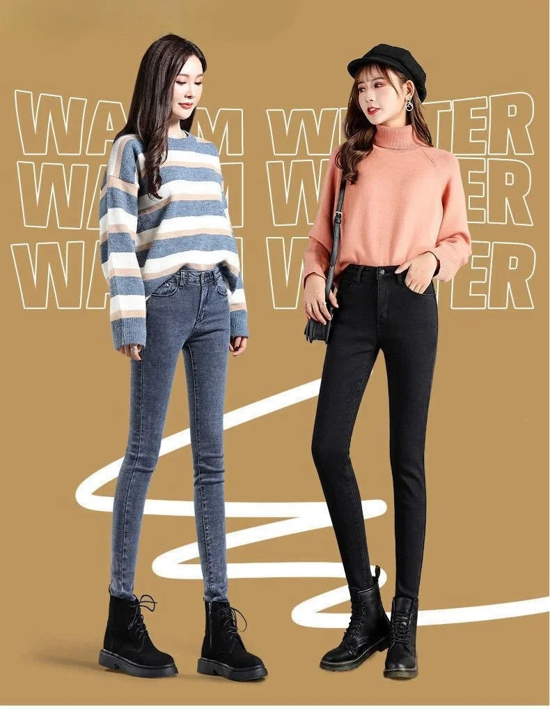 Slight Stretch Women's Pencil Pants Jeans in Blue, Gray, and Black