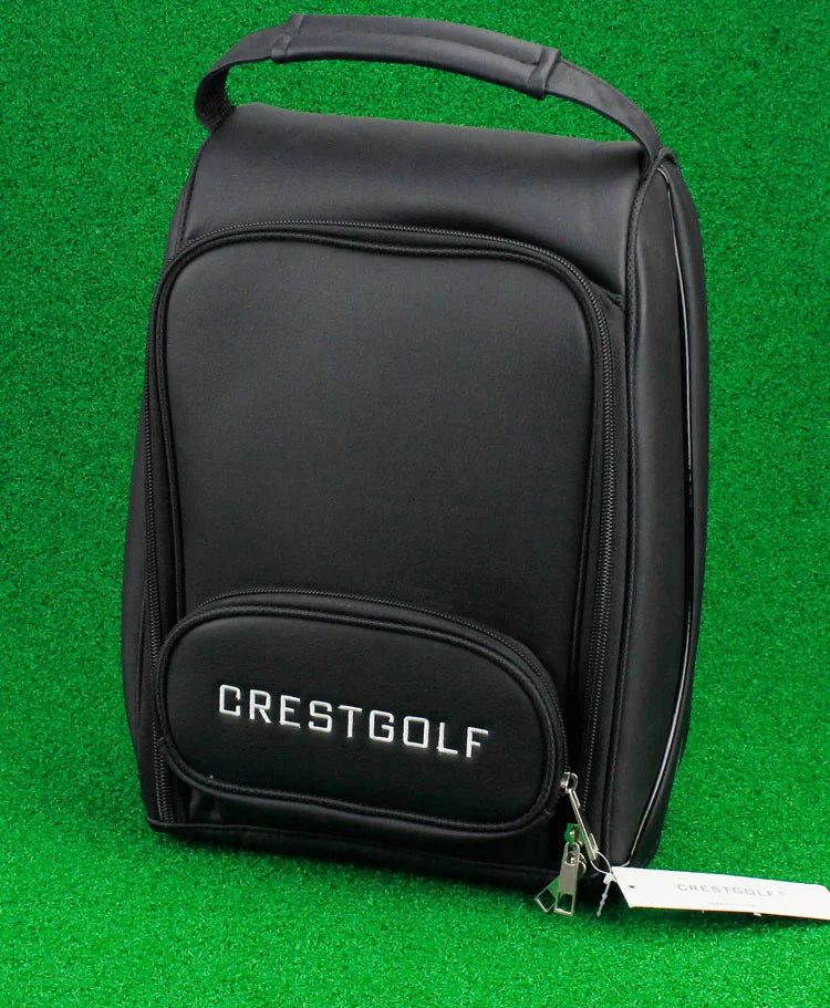 Unisex Black PU Leather Golf Shoes Bag 12.8x9.0x5.2 Inches