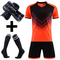 Men's and Boys' Polyester Football Jersey Set with Socks and Shin Guards