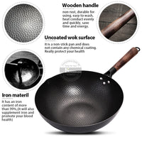 Konco Pure Iron wok cast iron pan Non-coated Pot General use for Gas and Induction Cooker 32cm Chinese Wok Cookware Pan - Buy online at  Vibe In Cart.