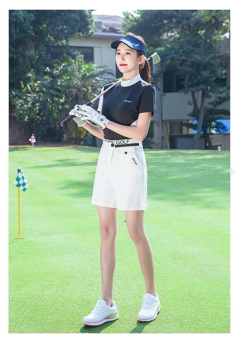 TTYGJ Women High Waist Golf Shorts Summer Quick-dry Sports Trousers Breathable Golf Apparel Ladies Elastic Slim Short Pant XS-XL