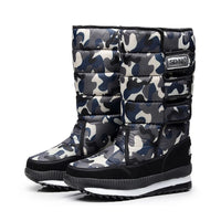 Women's Mid-Calf Platform Snow Boots with Flat Heel