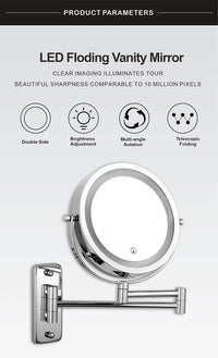 Folding Arm Extend Bathroom Mirror With LED Light 7 Inch Wall Mounted Double Side Smart Cosmetic Makeup Mirrors - Buy online at  Vibe In Cart.