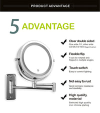 Folding Arm Extend Bathroom Mirror With LED Light 7 Inch Wall Mounted Double Side Smart Cosmetic Makeup Mirrors - Buy online at  Vibe In Cart.