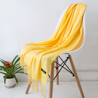 Women's Long Polyester Tassel Scarf with Solid Color