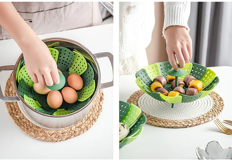 Plastic Folding Lotus Steamer Food Grade Steaming Rack Fruit Baskets Kitchen Storage Racks Vegetable Vapor Cooker Dish Cookware - Buy online at  Vibe In Cart.