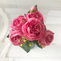30cm Rose Pink Silk Peony Artificial Flowers Bouquet 5 Big Head and 4 Bud Cheap Fake Flowers for Home Wedding Decoration indoor - Buy online at  Vibe In Cart.