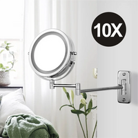 7 Inch Wall Mounted Double Sided Bathroom Mirror with LED Light and Magnifying