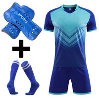 Men's and Boys' Polyester Football Jersey Set with Socks and Shin Guards