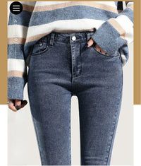 Slight Stretch Women's Pencil Pants Jeans in Blue, Gray, and Black