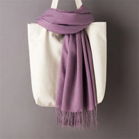 Women's Long Polyester Tassel Scarf with Solid Color