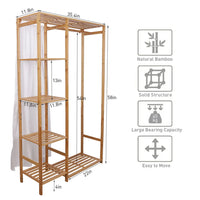 Bamboo Wood Clothing Garment Rack with Shelves Clothes Hanging Rack Stand for Child Kids Adults Cloth Shoe Coat Storage Organize - Buy online at  Vibe In Cart.