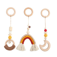 Foldable Wooden Baby Play Gym with Rattle, Mobile and Sensory Toys