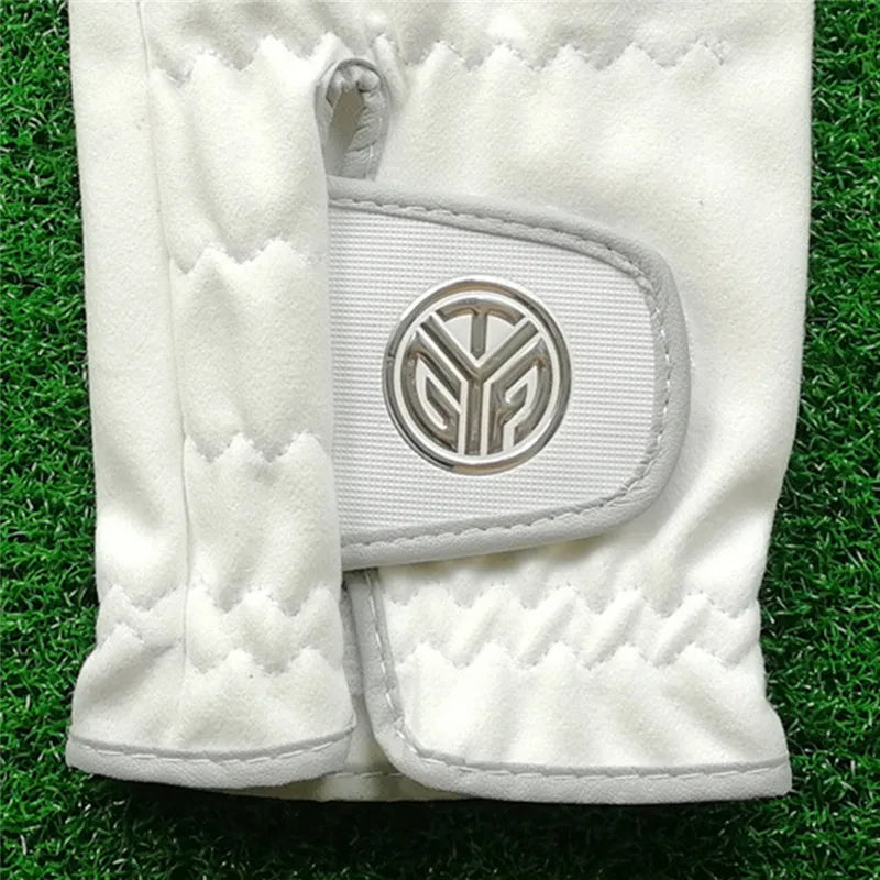 Men's 1-Piece White Fiber Cloth Golf Gloves for Left or Right Hand