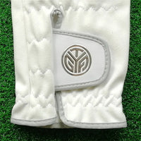 Men's 1-Piece White Fiber Cloth Golf Gloves for Left or Right Hand