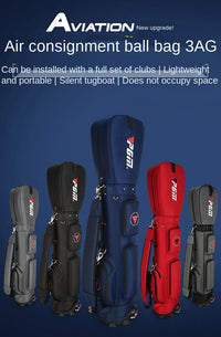 Nylon Golf Bag with Wheels for Aviation, Black and Gray