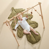Foldable Wooden Baby Play Gym with Rattle, Mobile and Sensory Toys