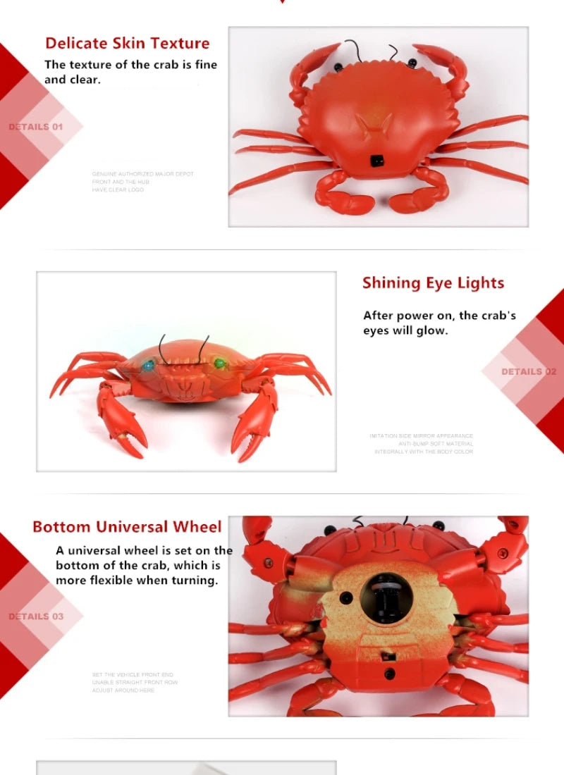 Smart Intelligent RC Robot crab Toy With eye flash light simulation sound crab Model Toy high simulation crab design classic toy