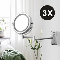 7 Inch Wall Mounted Double Sided Bathroom Mirror with LED Light and Magnifying