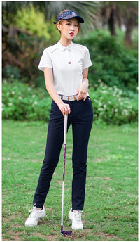 Women's Slim Fit High Waist Full Length Golf Pants Quick Dry Breathable Cotton Blend XS-XL