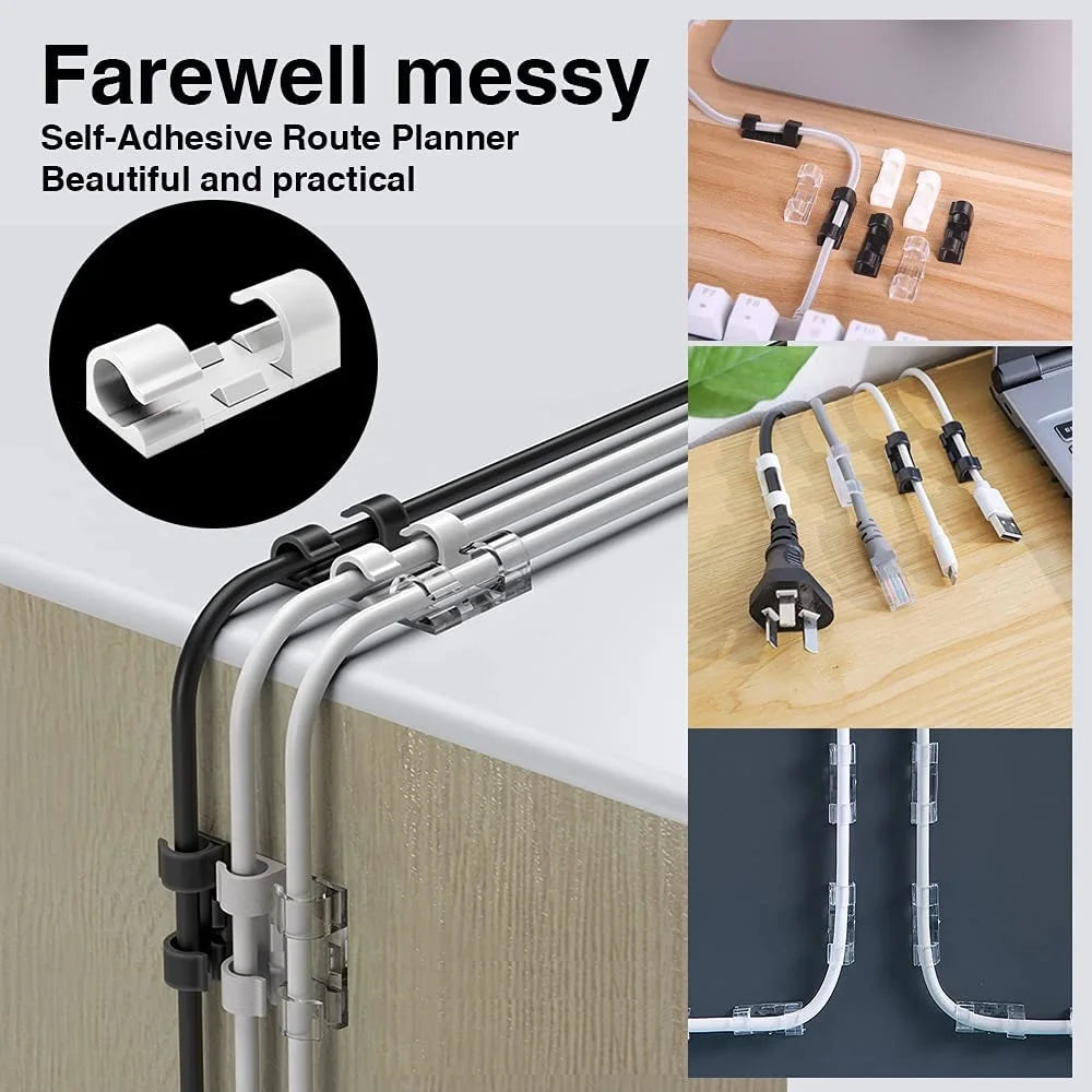 Cable Organizer Clips for Desktop and Wall USB Management