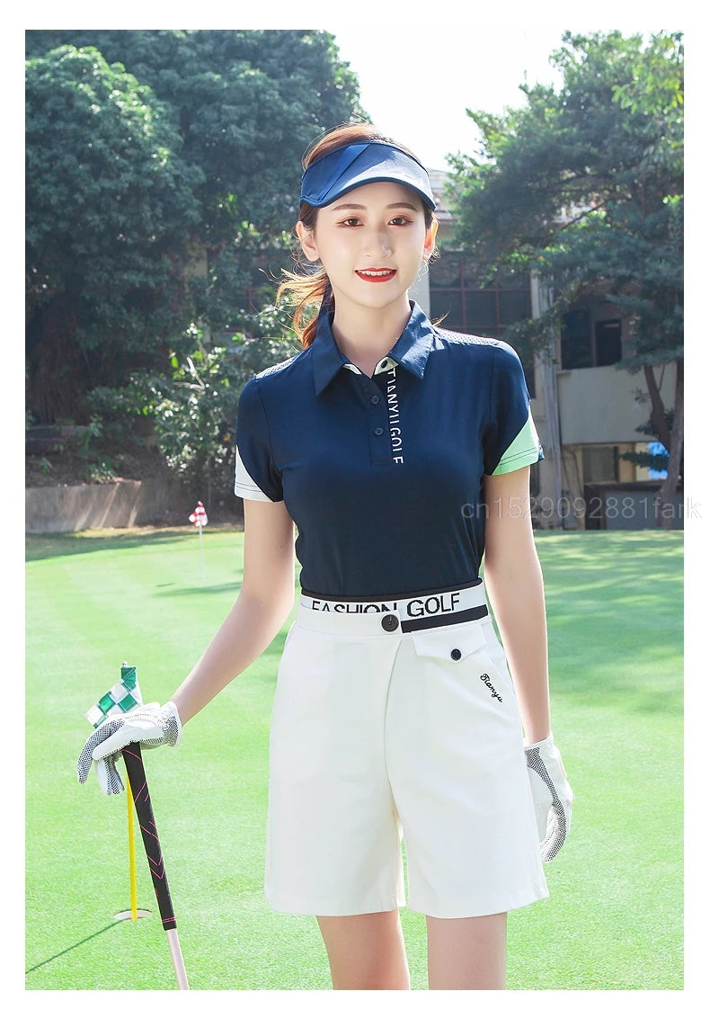 TTYGJ Women High Waist Golf Shorts Summer Quick-dry Sports Trousers Breathable Golf Apparel Ladies Elastic Slim Short Pant XS-XL