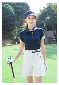 TTYGJ Women High Waist Golf Shorts Summer Quick-dry Sports Trousers Breathable Golf Apparel Ladies Elastic Slim Short Pant XS-XL