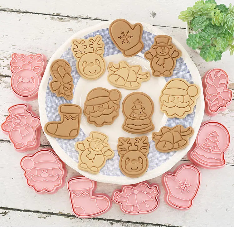 8 Pcs/set Cookie Cutters Plastic 3D Cute Cartoon Pressable Biscuit Mold Cookie Stamp Kitchen Baking Pastry Bakeware - Buy online at  Vibe In Cart.