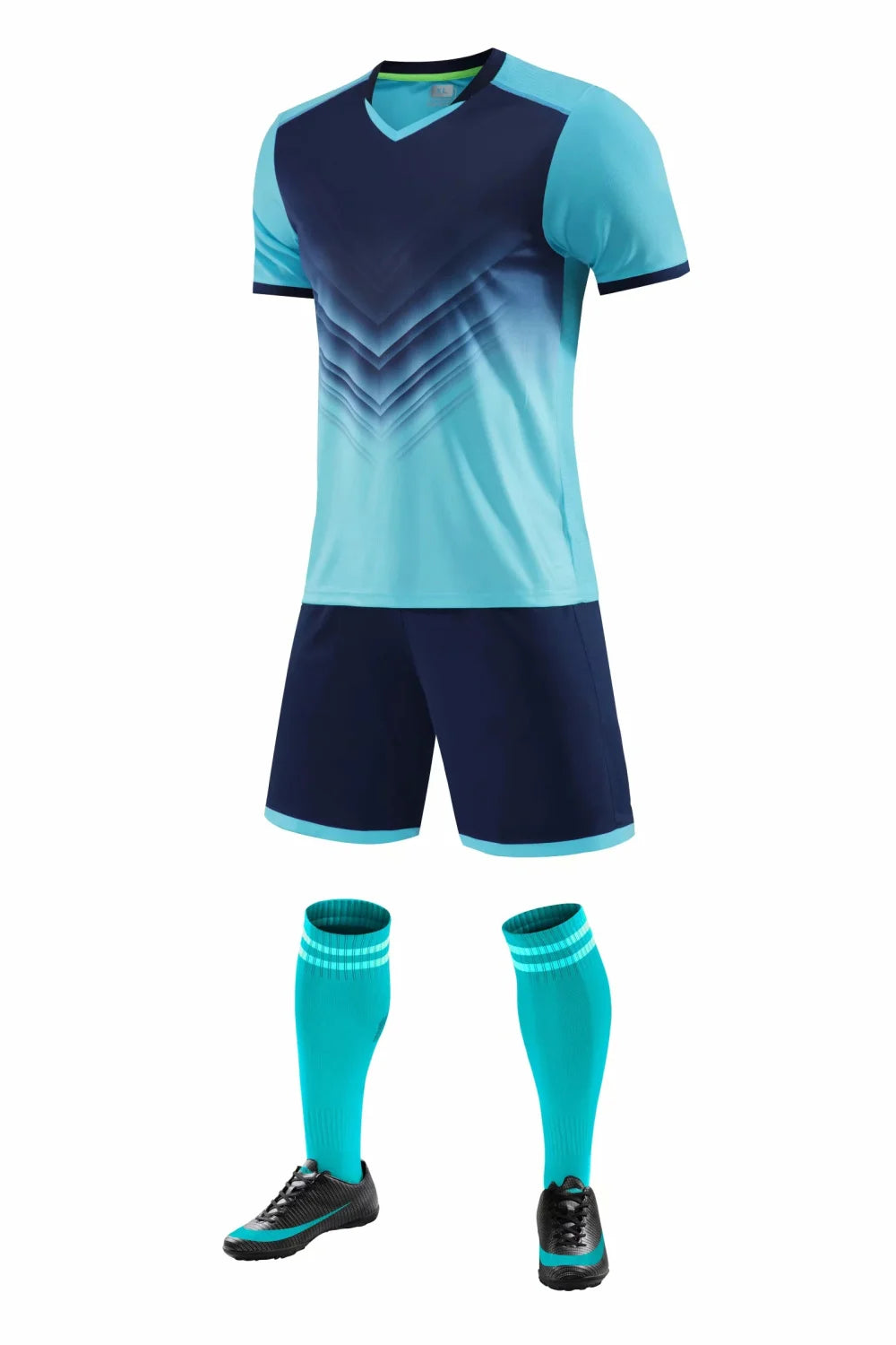 Men's and Boys' Polyester Football Jersey Set with Socks and Shin Guards