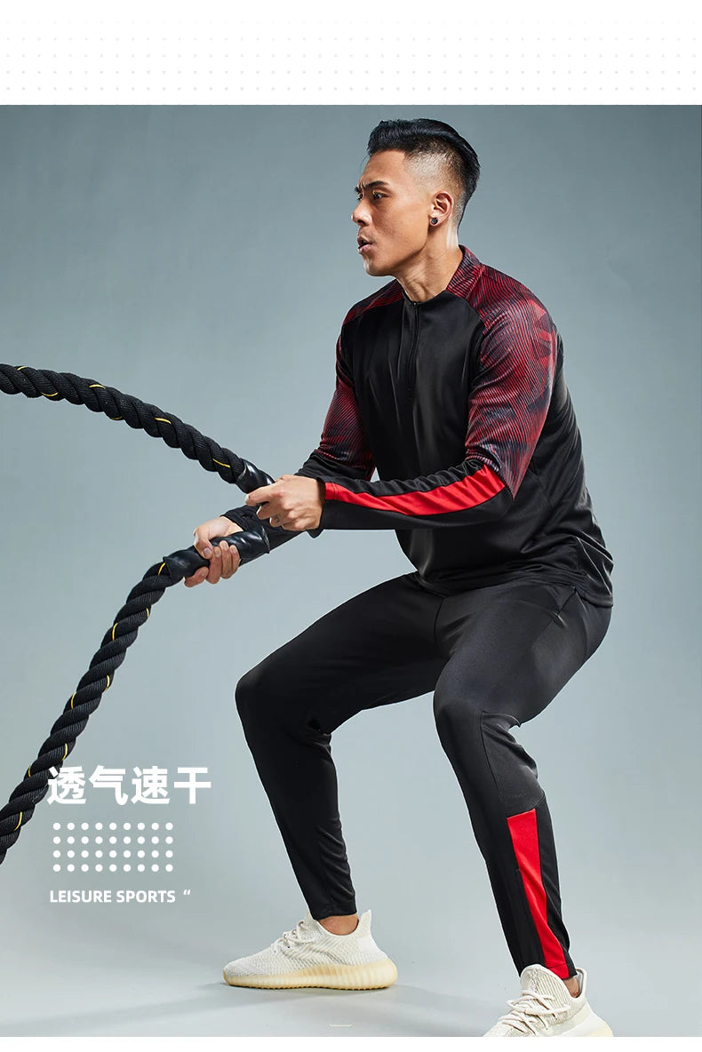 Unisex Polyester Long Sleeve Sports Tracksuit for Soccer and Fitness