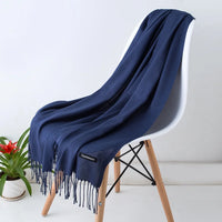 Women's Long Polyester Tassel Scarf with Solid Color