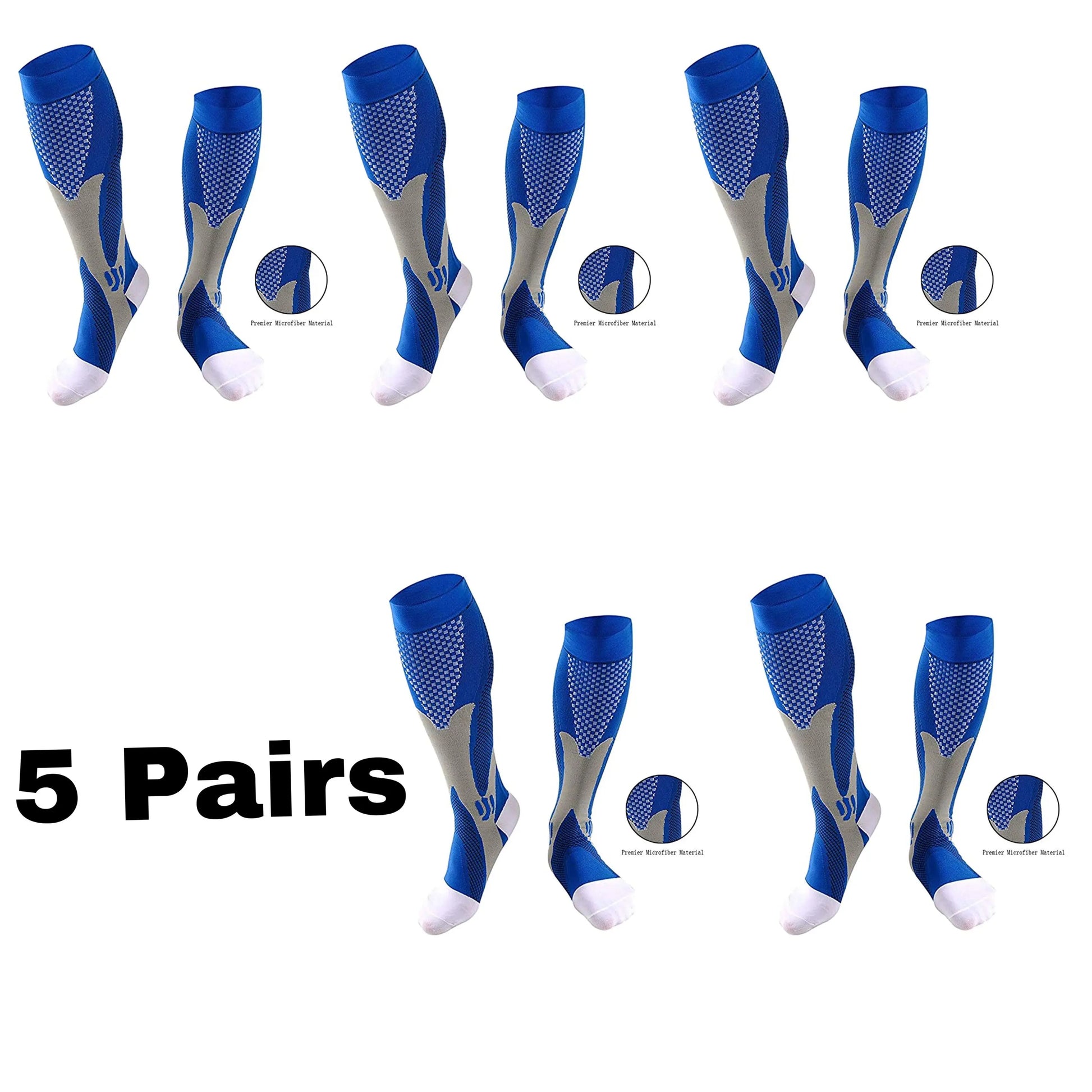 Men's Crew Length Compression Socks for Sports, Size EU 41-45
