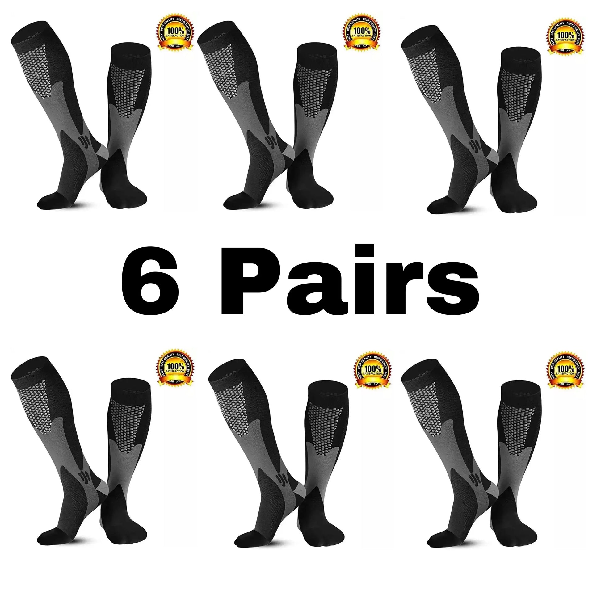 Men's Crew Length Compression Socks for Sports, Size EU 41-45