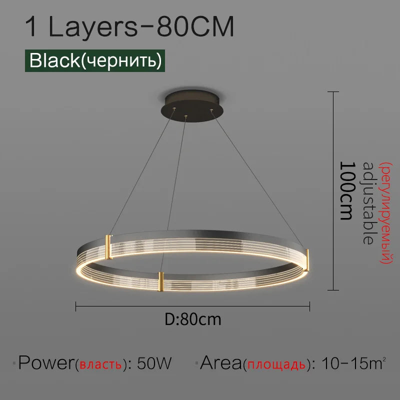 Modern Black LED Cord Pendant Light for Dining Room