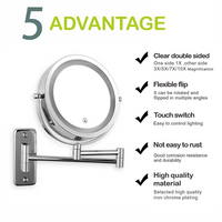 Folding Arm Extend Bathroom Mirror With LED Light 7 Inch Wall Mounted Double Side Smart Cosmetic Makeup Mirrors - Buy online at  Vibe In Cart.