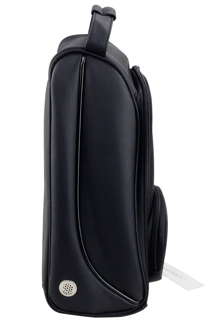 Unisex Black PU Leather Golf Shoes Bag 12.8x9.0x5.2 Inches