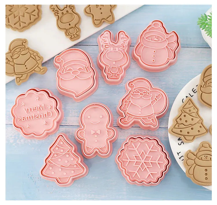 8 Pcs/set Cookie Cutters Plastic 3D Cute Cartoon Pressable Biscuit Mold Cookie Stamp Kitchen Baking Pastry Bakeware - Buy online at  Vibe In Cart.