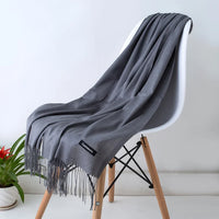 Women's Long Polyester Tassel Scarf with Solid Color