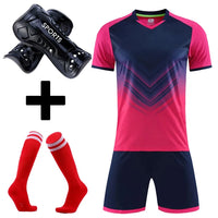 Men's and Boys' Polyester Football Jersey Set with Socks and Shin Guards