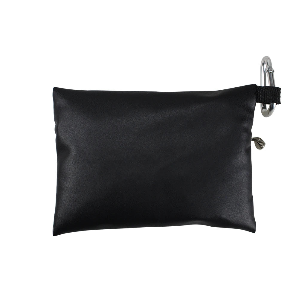 Small Black PU Golf Ball and Tee Storage Pouch, 13 x 9.5 cm