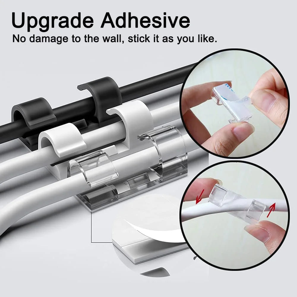 Cable Organizer Clips for Desktop and Wall USB Management