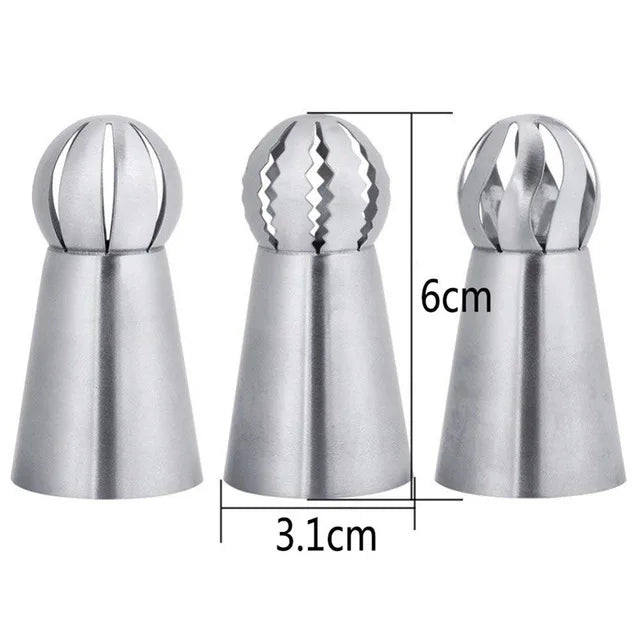 Russian Piping Nozzle 3 Styles Sphere Ball Icing Confectioners Pastry Tips Sugarcraft Cupcake Decorator Kitchen Bakeware Tools - Buy online at  Vibe In Cart.