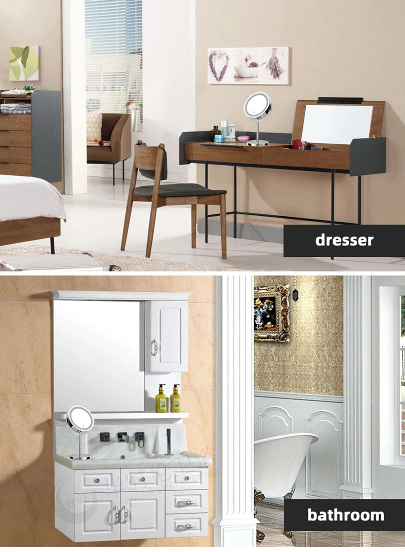 8inch 10X Magnifying LED Makeup Mirror with 3 Color Light Touch Switch Double Side USB Charging Desktop Vanity Cosmetic Mirror - Buy online at  Vibe In Cart.