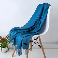 Women's Long Polyester Tassel Scarf with Solid Color